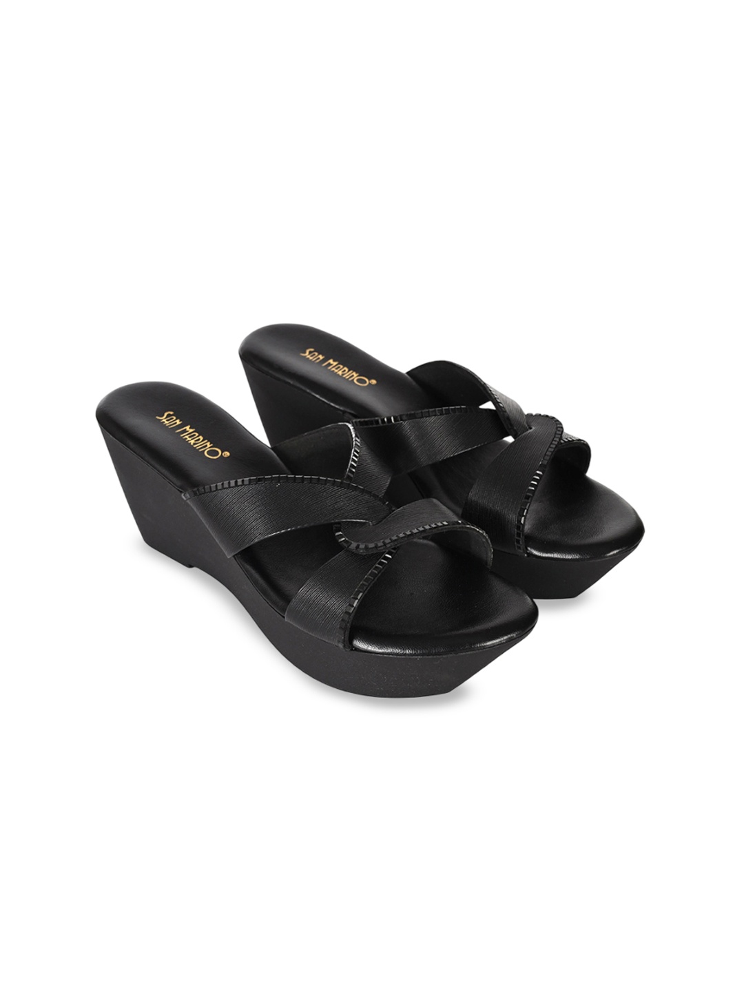 

San Marino by Shoe Bank Ethnic Wedge Sandals, Black