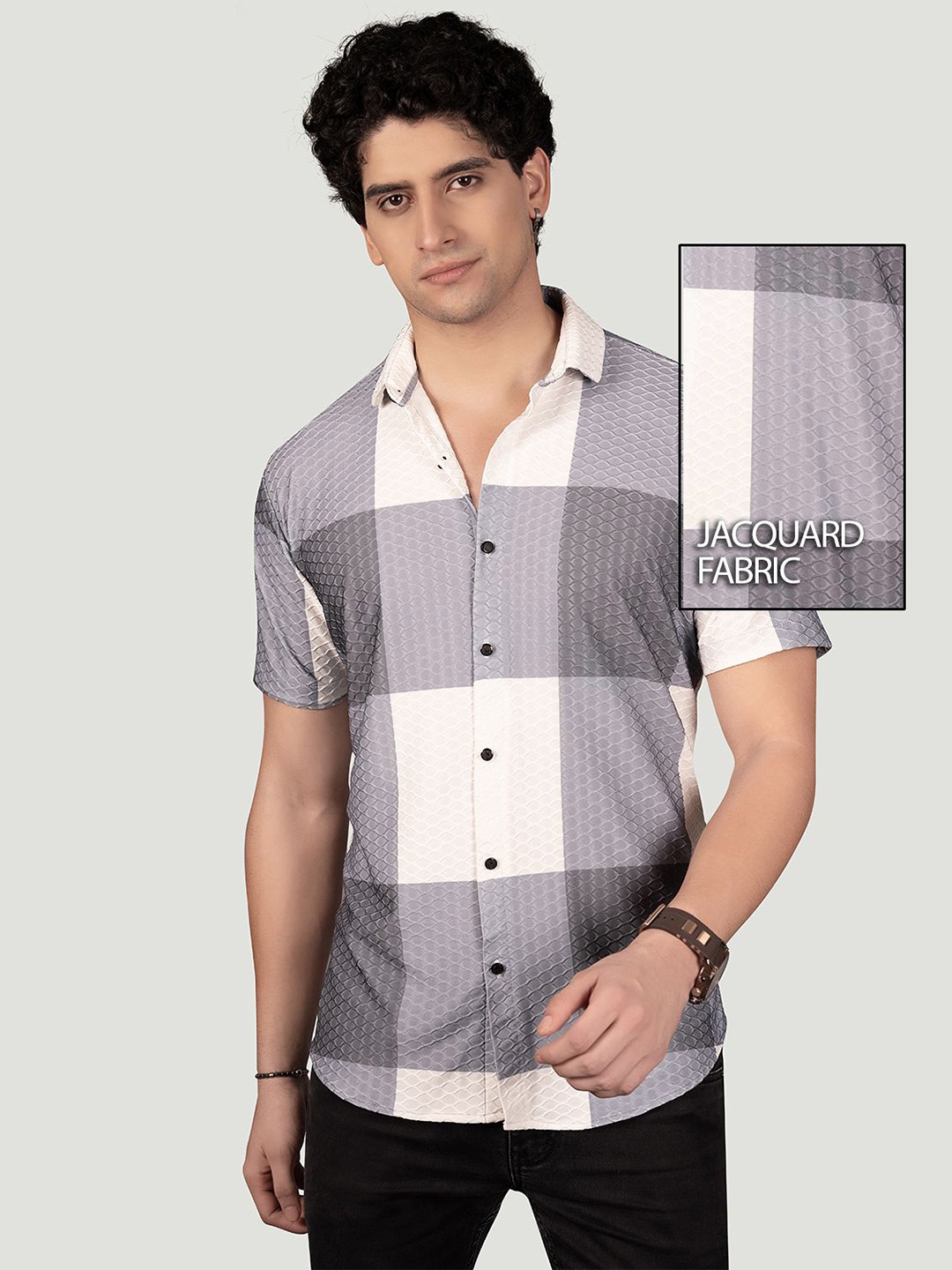 

ALMATY Men Comfort Slim Fit Opaque Printed Casual Shirt, Grey
