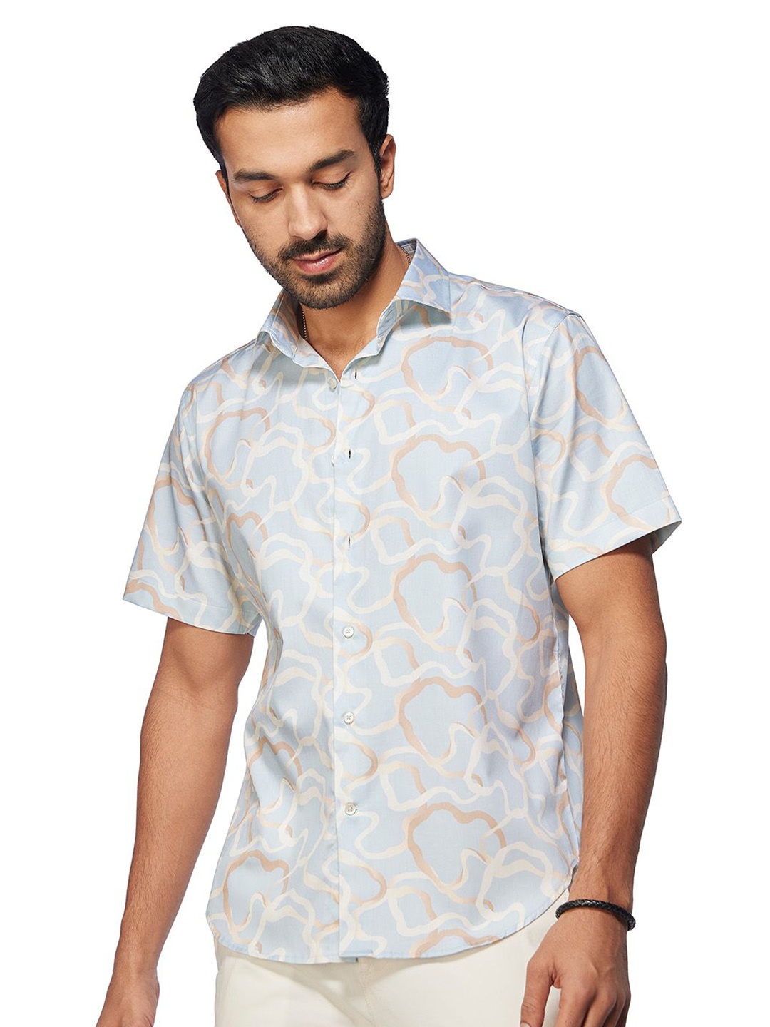 

Bombay Shirt Company Men Comfort Opaque Printed Casual Shirts, Blue