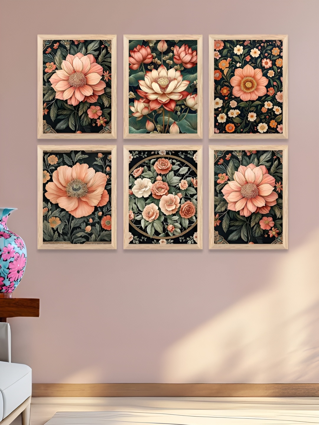 

WALLLANE Brown & Black 6 and more Piece Wood Abstract Wall Paintings