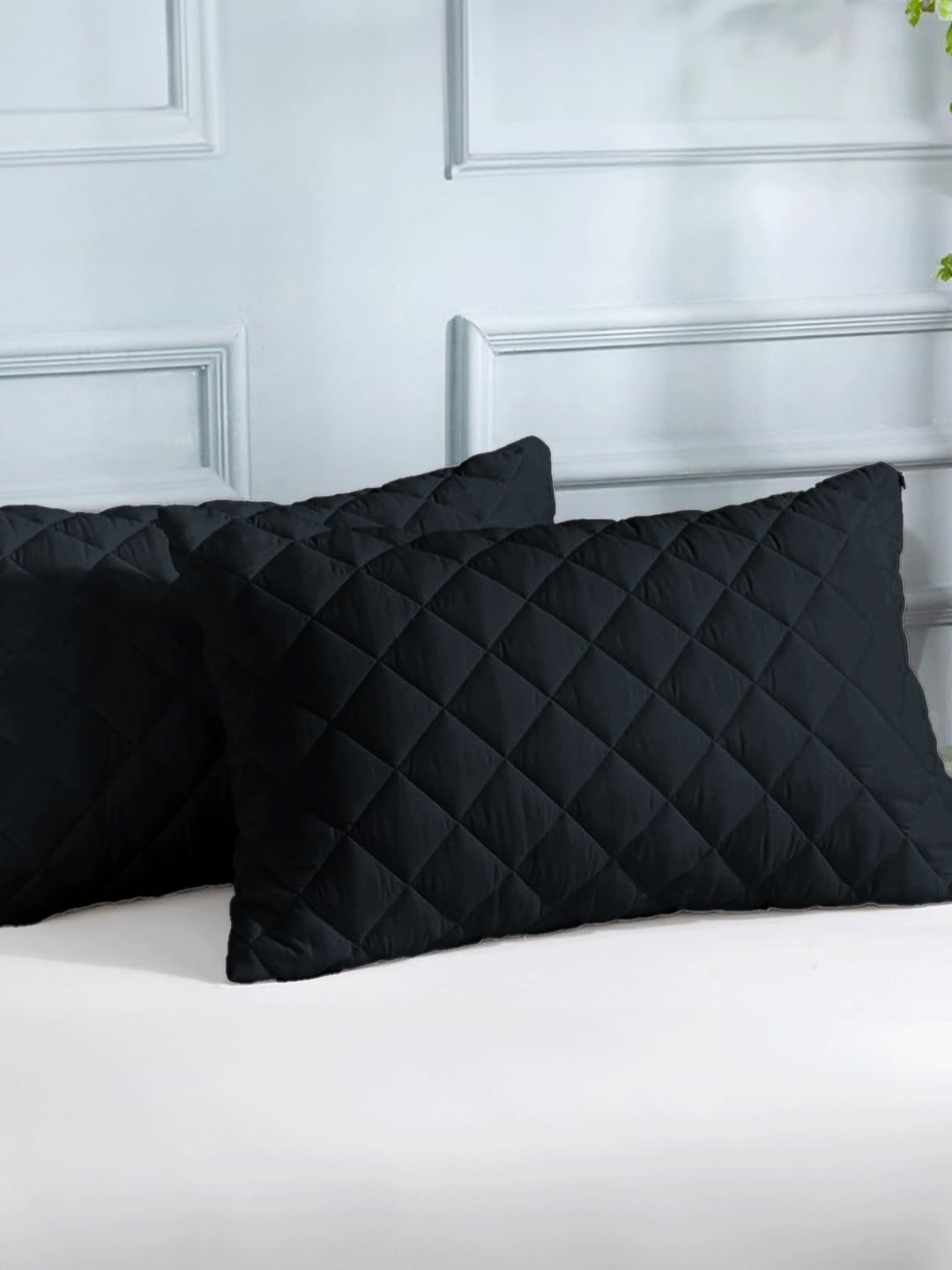 

LINENWALAS Happy Sleeping Black 2 Pieces Abstract Pure Cotton Rectangle Pillow Covers