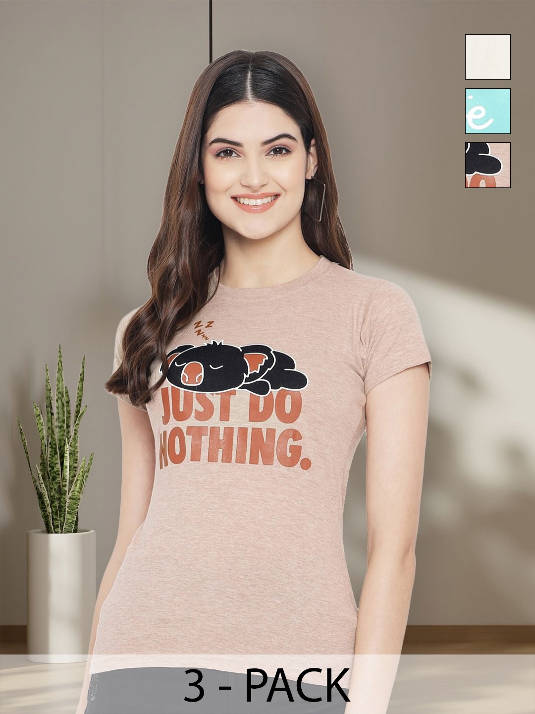 

Tromko Women Typography 3 Printed Applique T-shirt, Multi