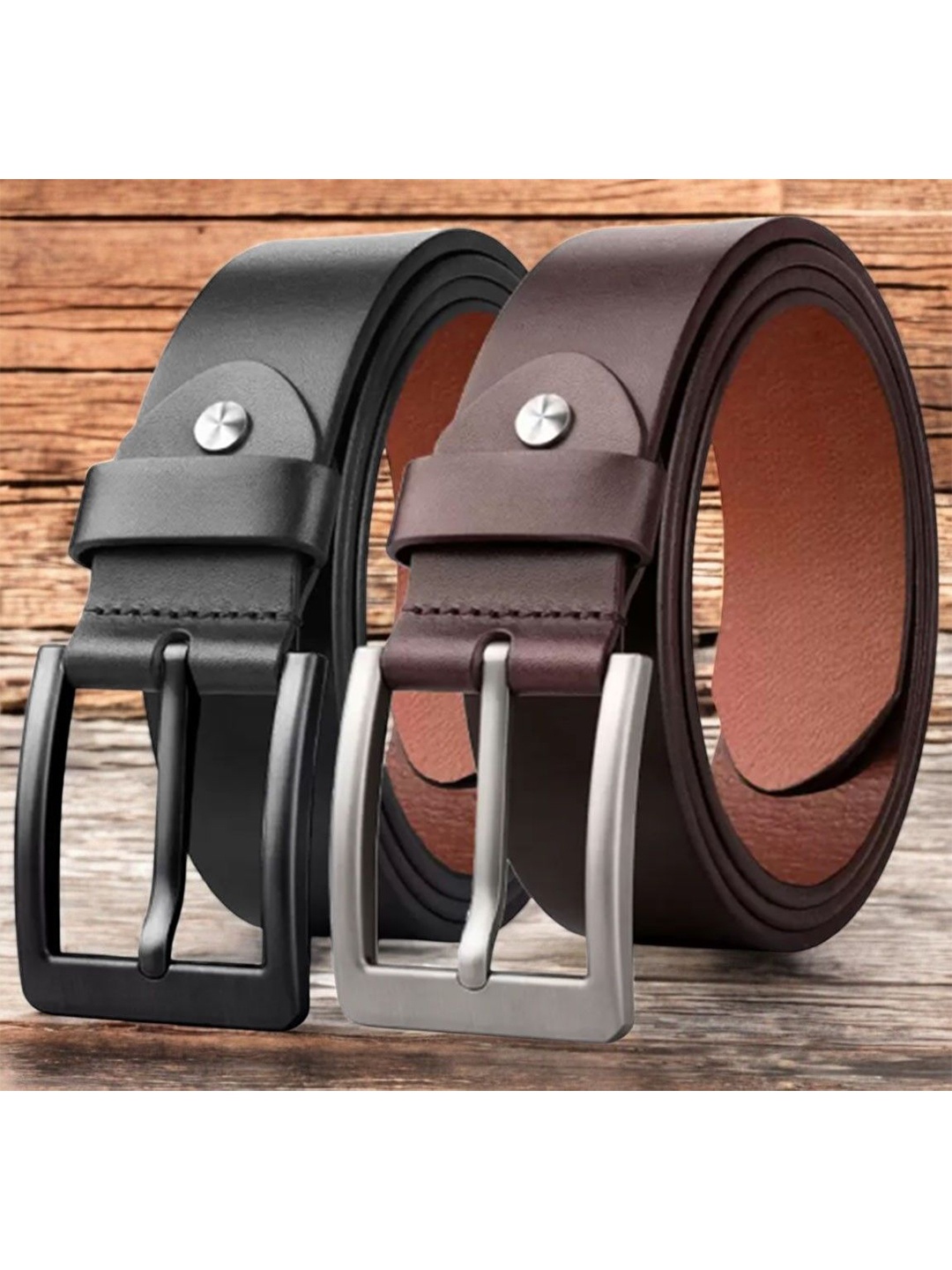 

The Roadster Lifestyle Co Set Of 2 Leather Formal Belts, Black