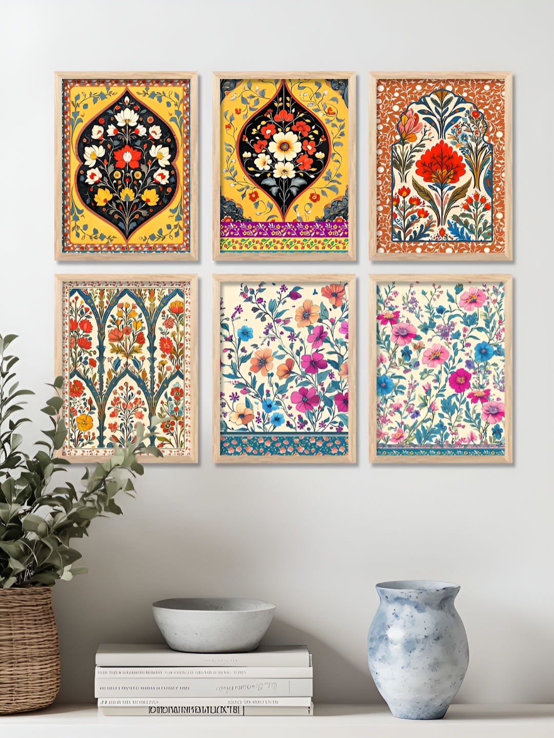 

WALLLANE Brown & Yellow 6 and more Piece Wood Abstract Wall Paintings