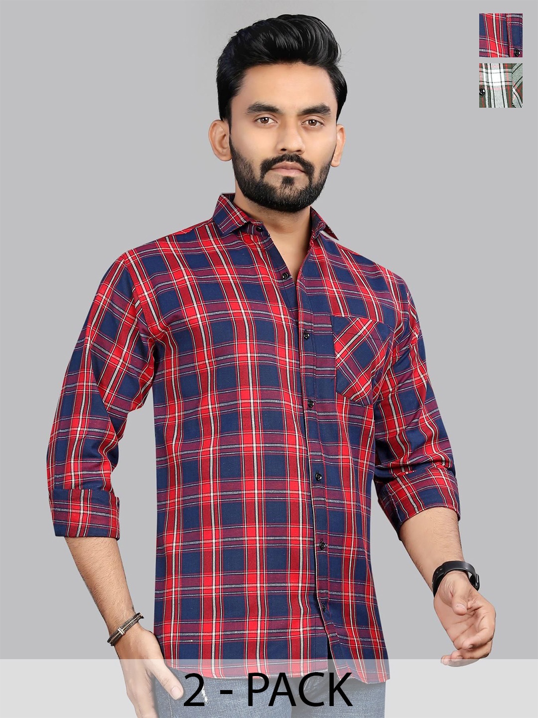 

Metronaut Men Classic Tartan Checks Opaque Checked Casual Shirt, Multi