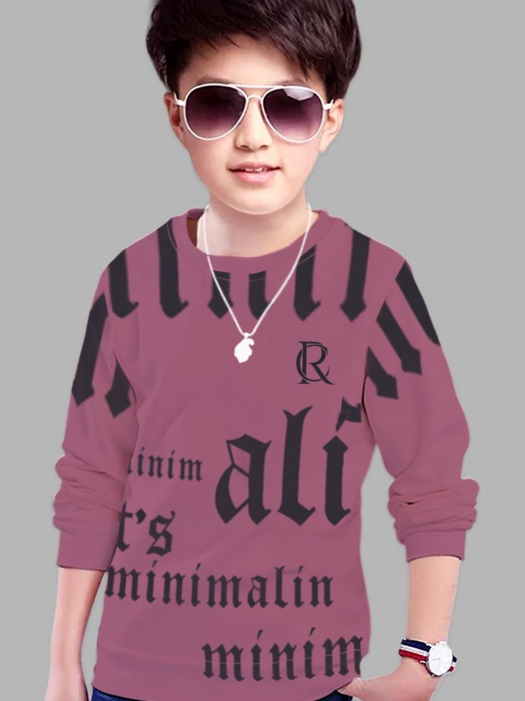 

MYEONN Boys Typography Printed T-shirt, Pink