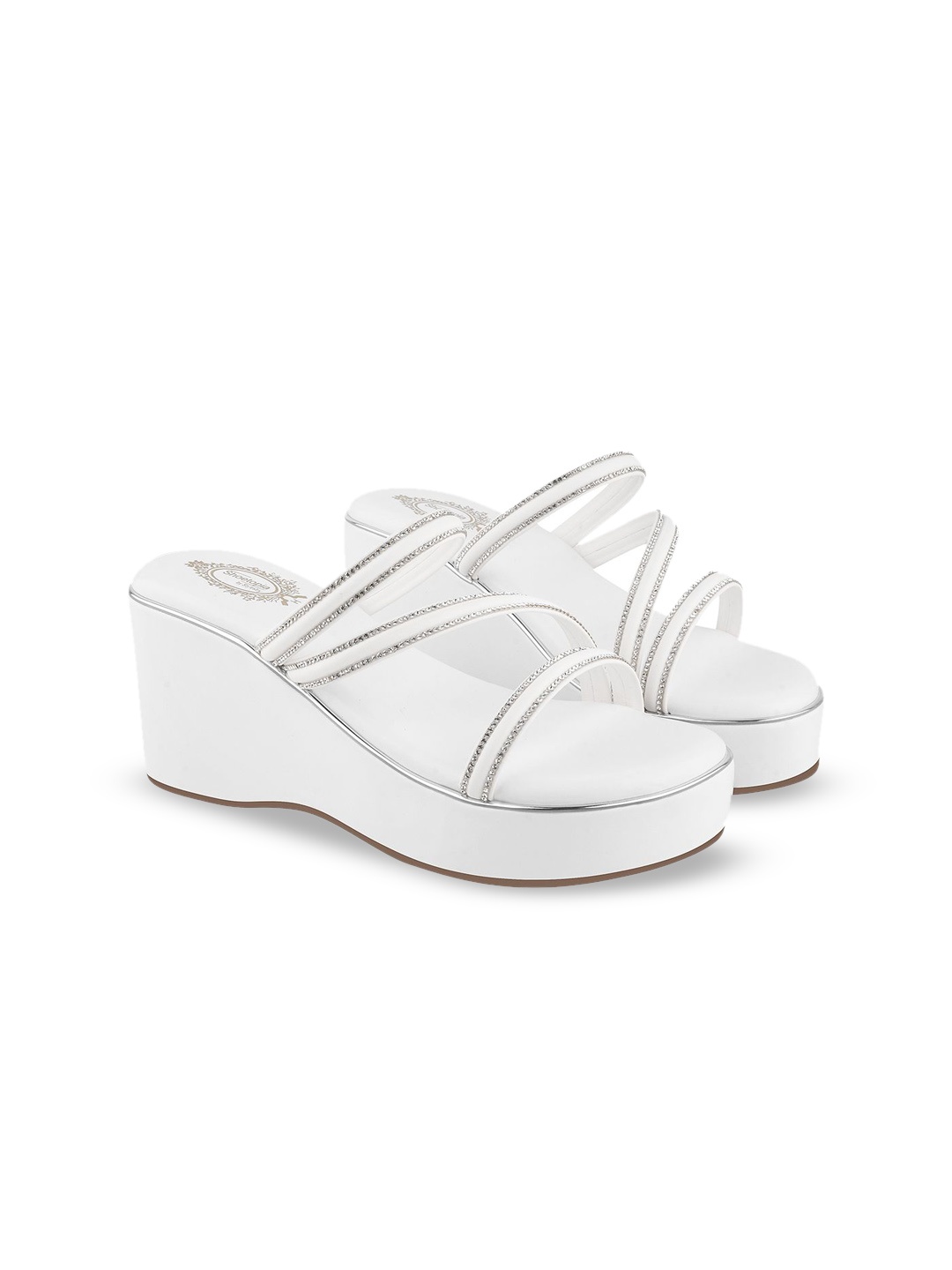 

Shoetopia Embellished Party Wedge Sandals, White