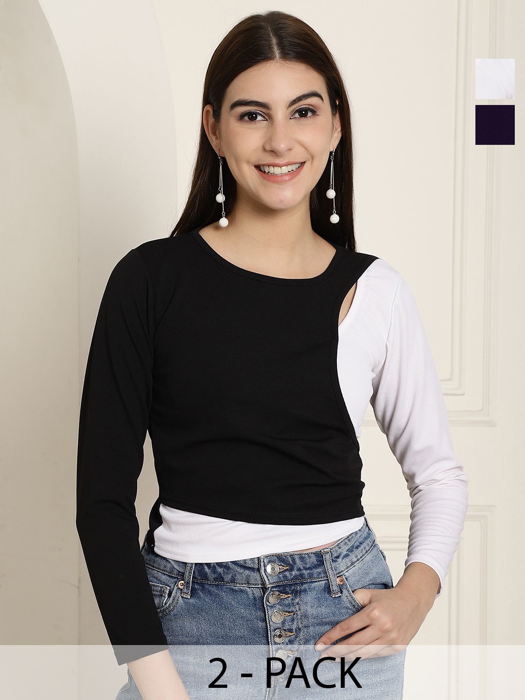 

Tromko Women Pack Of 2 Puff Sleeve Top, Multi
