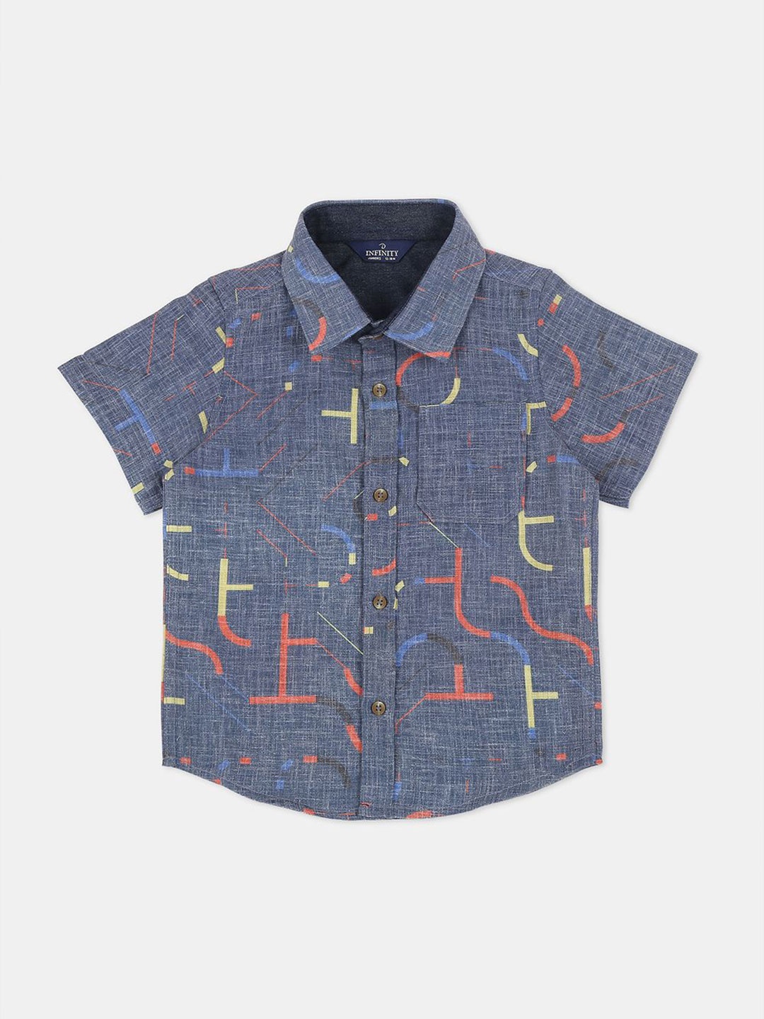 

Infinity Boys Opaque Printed Casual Shirt, Blue