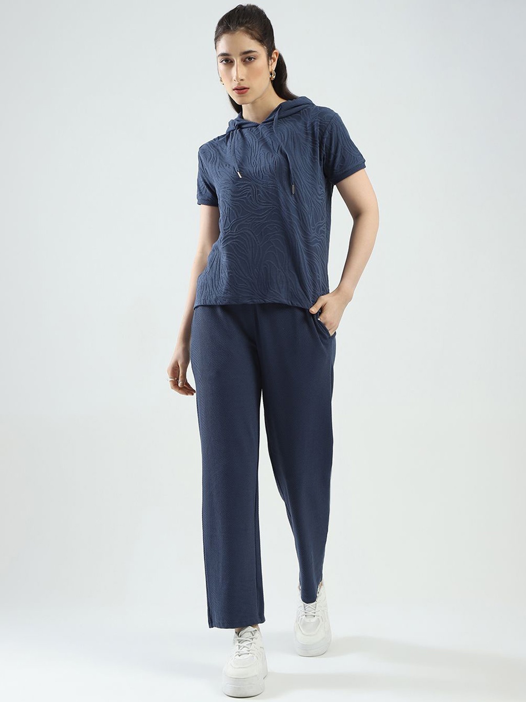 

Monte Carlo Self Design T-Shirt With Trousers Co-Ords, Blue