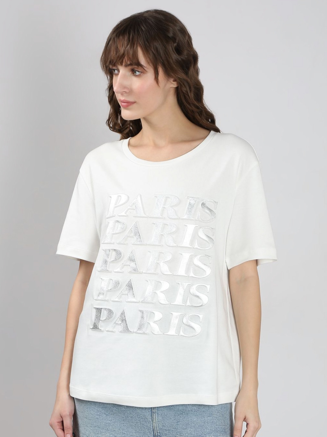 

Vero Moda Women Typography Printed T-shirt, White