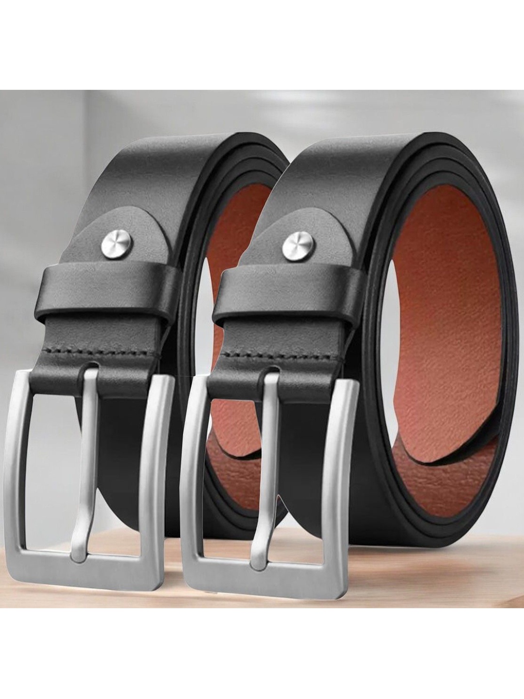 

The Roadster Lifestyle Co Set Of 2 Leather Formal Belts, Black