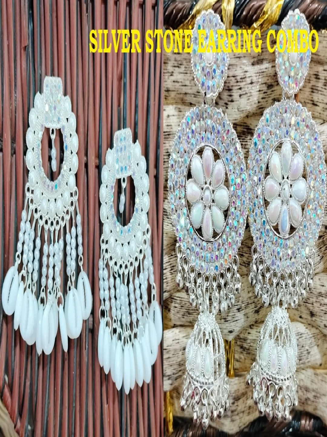 

JMBW INTERNATIONAL Silver-Plated Artificial Beaded & Pearls Contemporary Drop Earrings