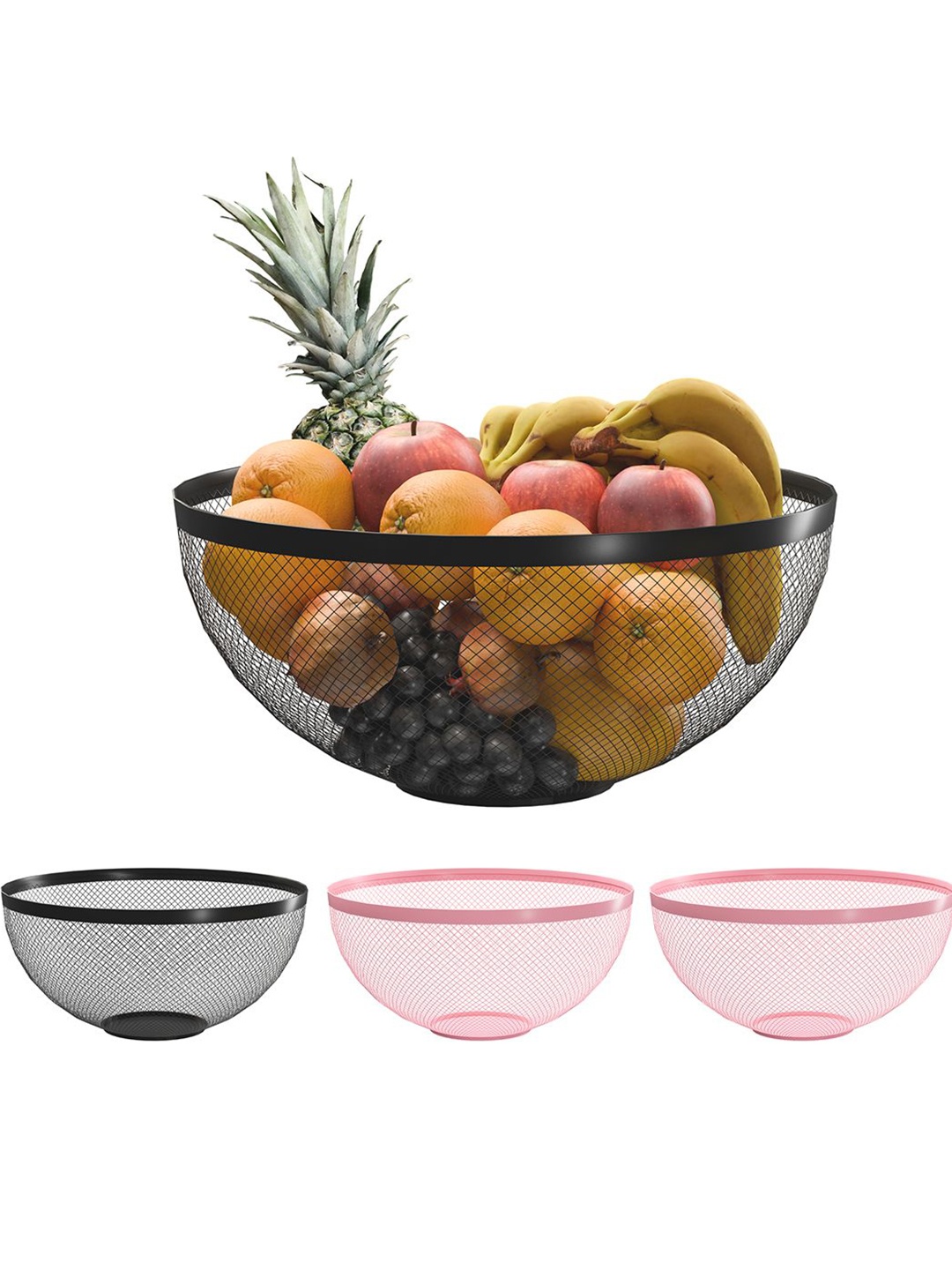 

Kuber Industries Black & Pink Fruit and Vegetable Basket