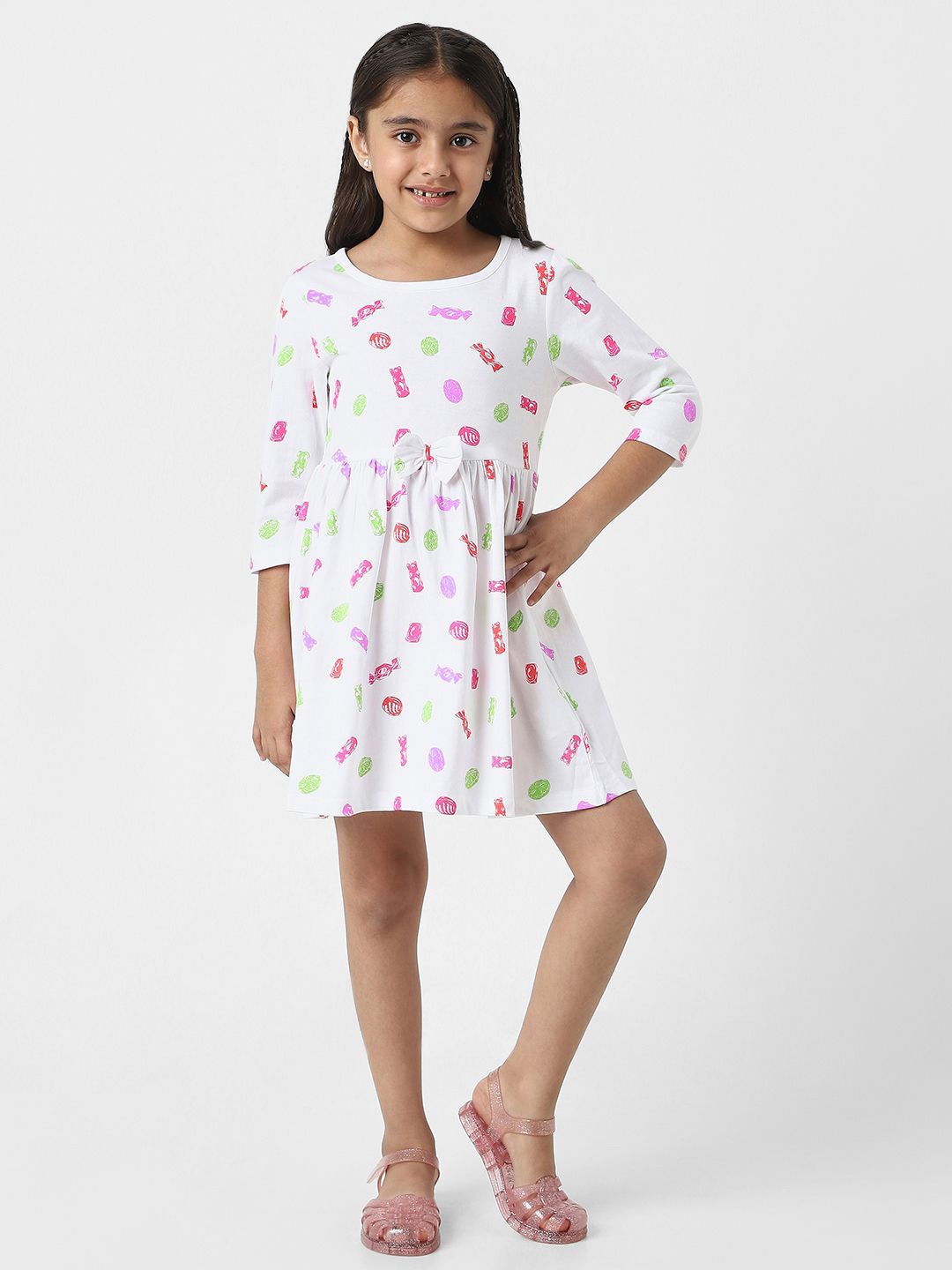 

Nauti Nati Print Fit & Flare Dress, White