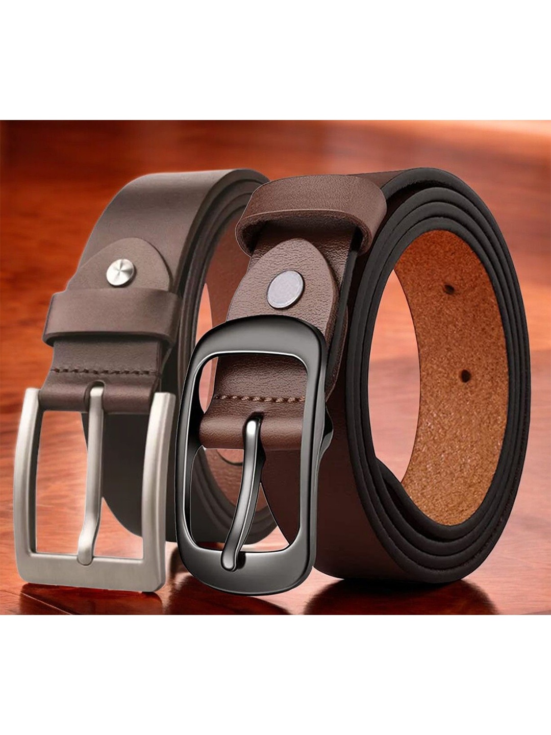 

The Roadster Lifestyle Co Set Of 2 Leather Formal Belts, Brown