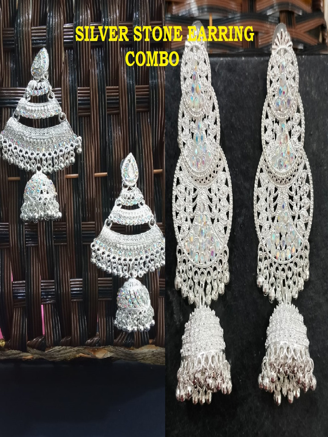 

JMBW INTERNATIONAL Silver-Plated Dome Shaped Antique Artificial Beads Jhumkas Earrings