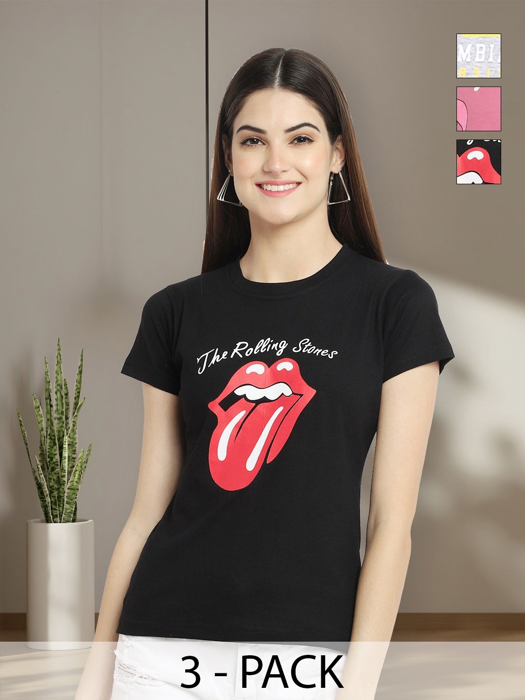 

Tromko Women Typography 3 Printed Applique T-shirt, Multi