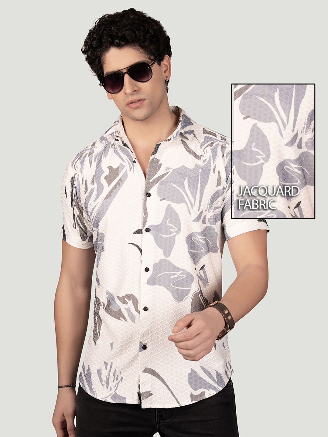 

ALMATY Men Comfort Slim Fit Opaque Printed Casual Shirt, Grey