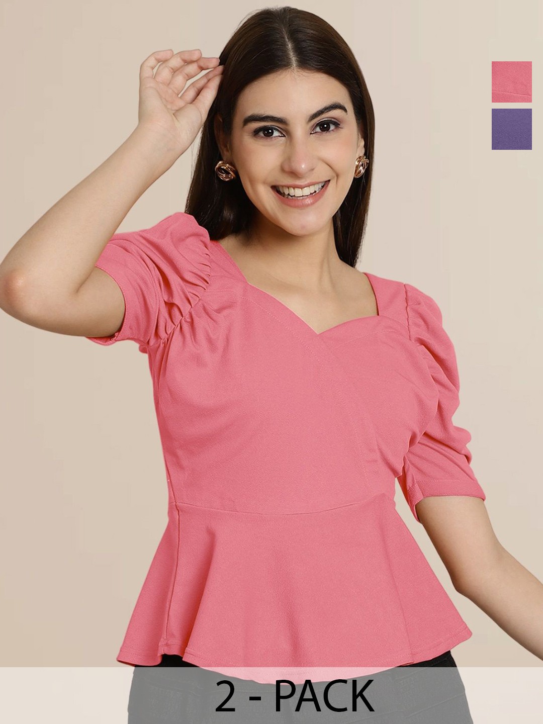 

Tromko Sweetheart Neck Puff Sleeve Top, Multi