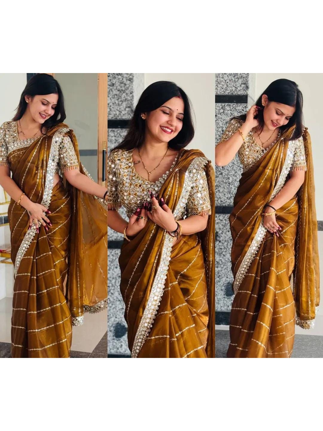 

MANSUBHA Embroidered Banarasi Saree, Yellow