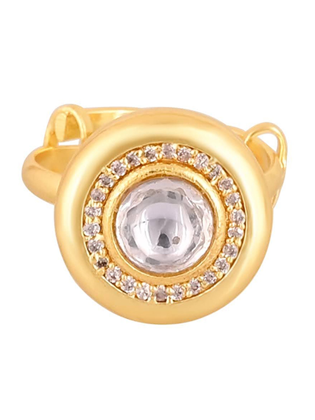 

House of Pataudi Gold Plated Cubic Zirconia Studded Finger Ring