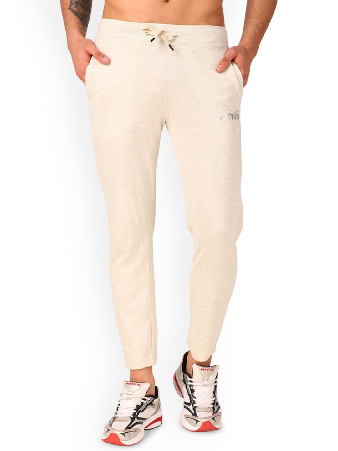 

AKTIO Men Mid-Rise Slim Fit Track Pant, Cream
