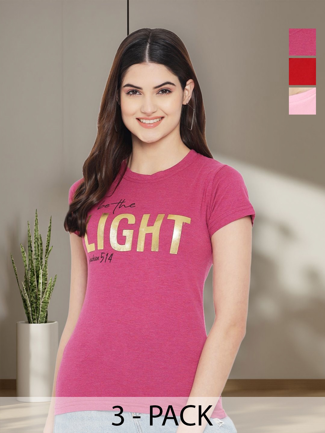 

Tromko Women Typography 3 Printed Applique T-shirt, Multi