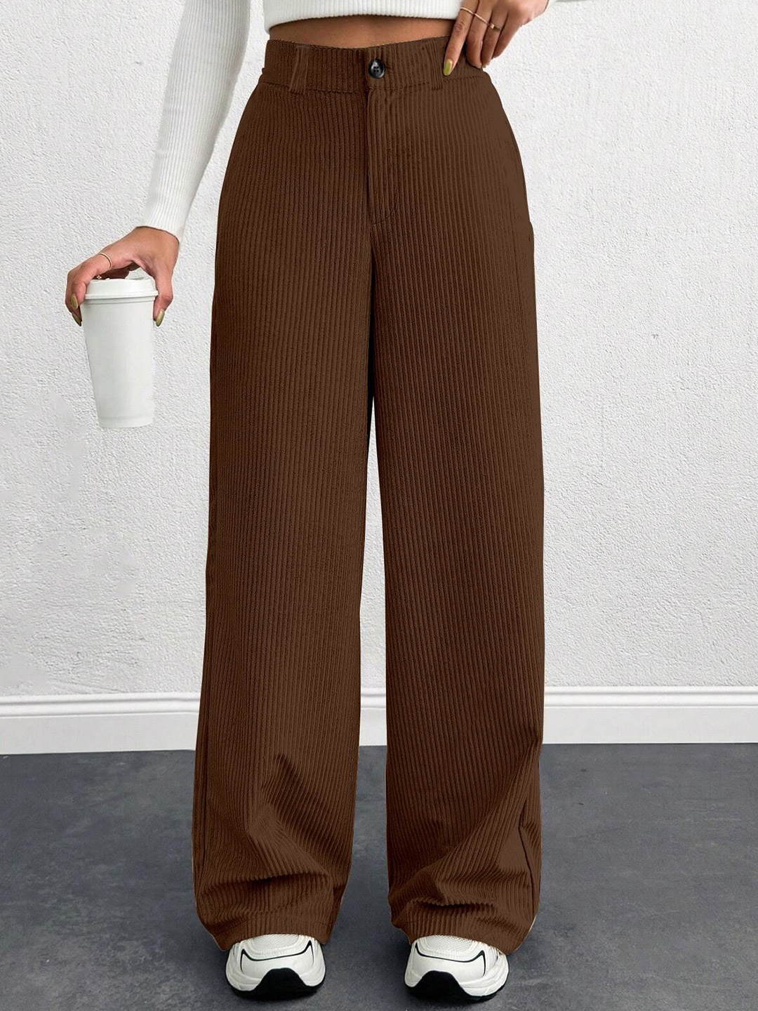 

RAJOVATI Women Zip Trousers, Brown