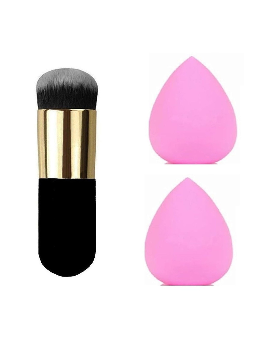 

Facejewel Foundation Makeup Brush With 2Pcs Blender Puff, Black