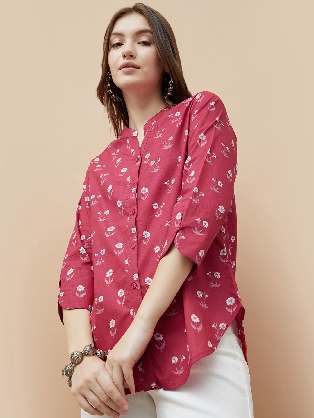 

Colour Me by Melange Women Printed Casual Shirt, Red