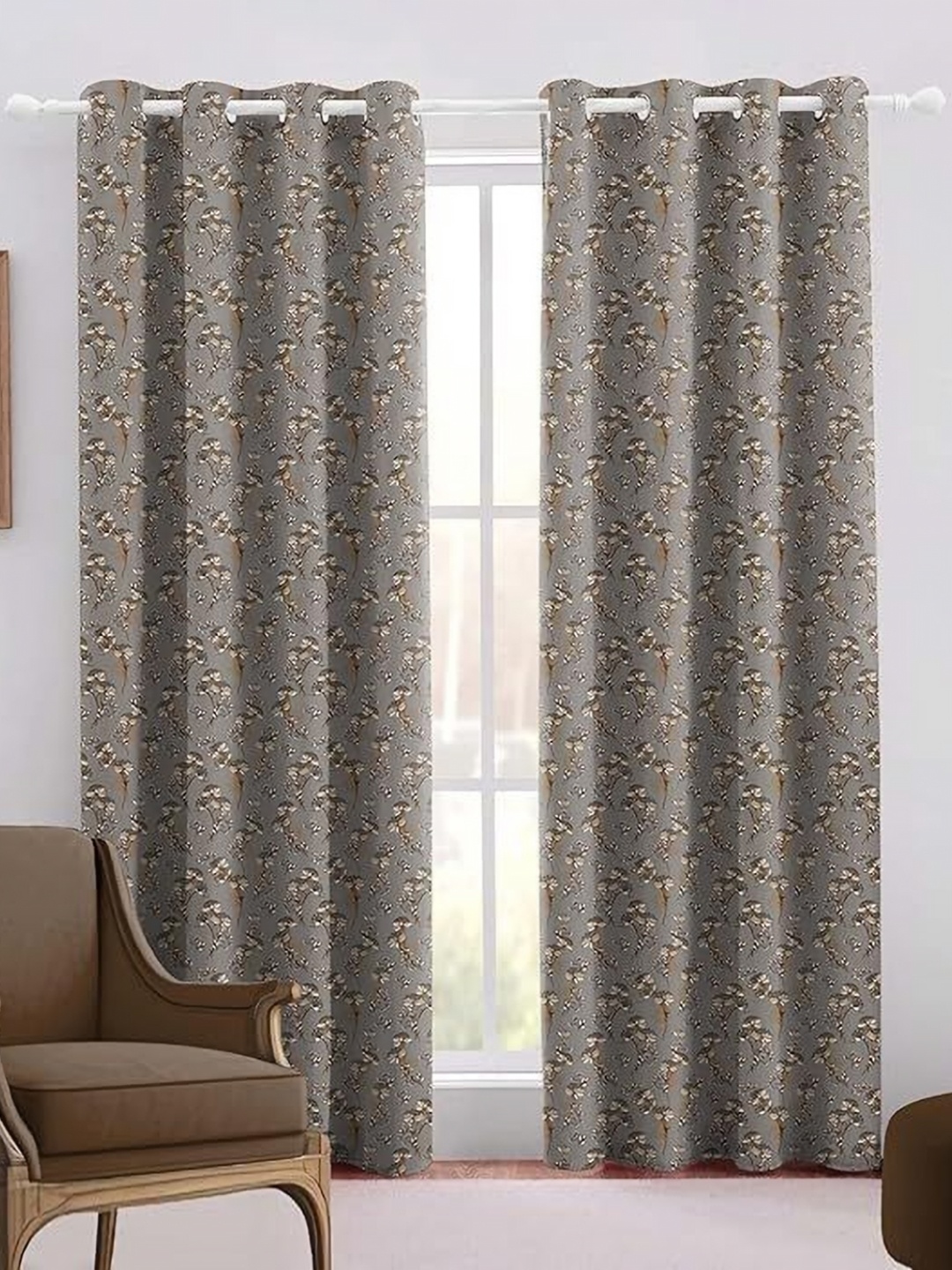 

Trance Home Linen Grey & White Floral Door Curtain