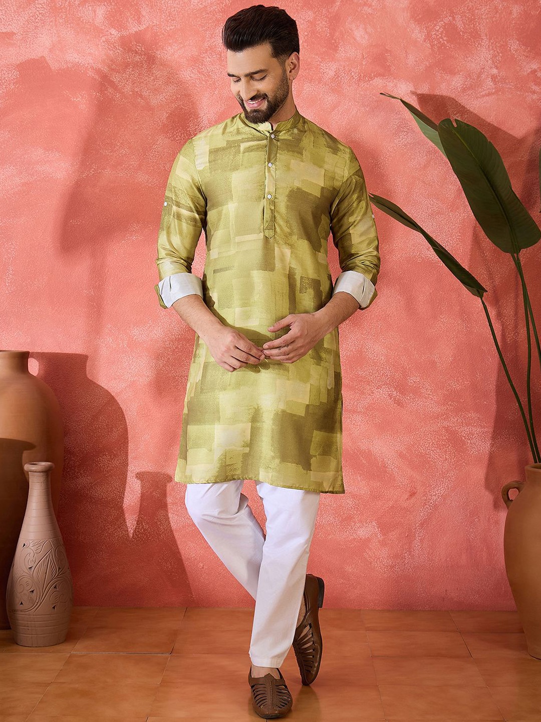 

Sangria Printed Straight Kurta, Green