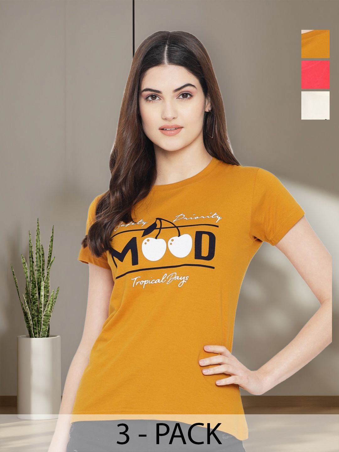 

Tromko Women Typography 3 Printed Applique T-shirt, Multi