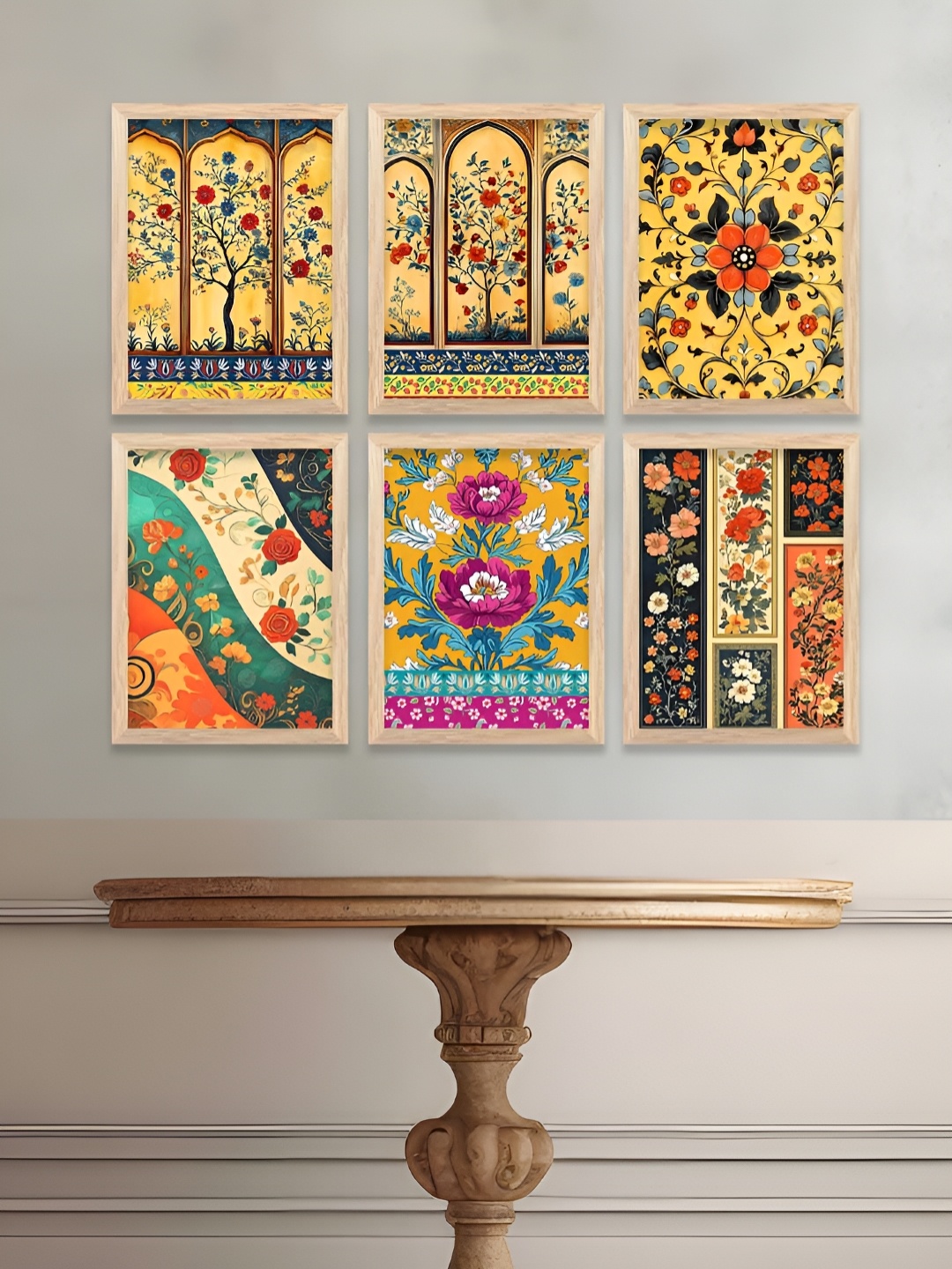 

WALLLANE Brown & Yellow 6 and more Piece Wood Abstract Wall Paintings