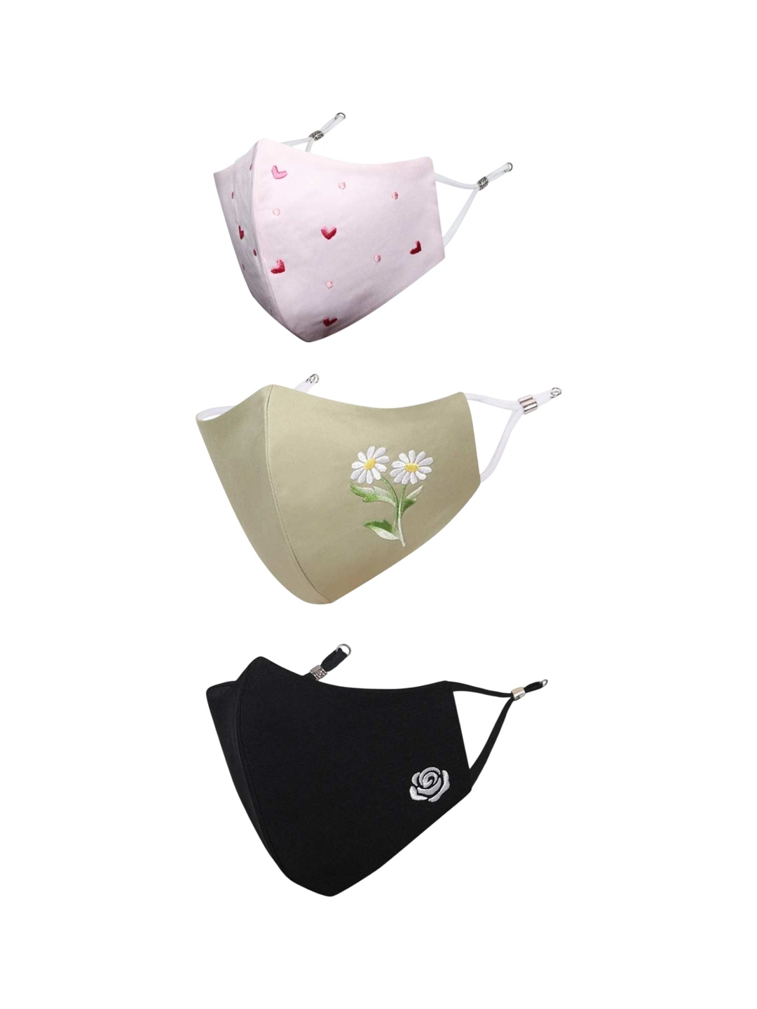 

MASQ Pack Of 3 Organic Cotton 4-Layered Dust Production Masks, Black