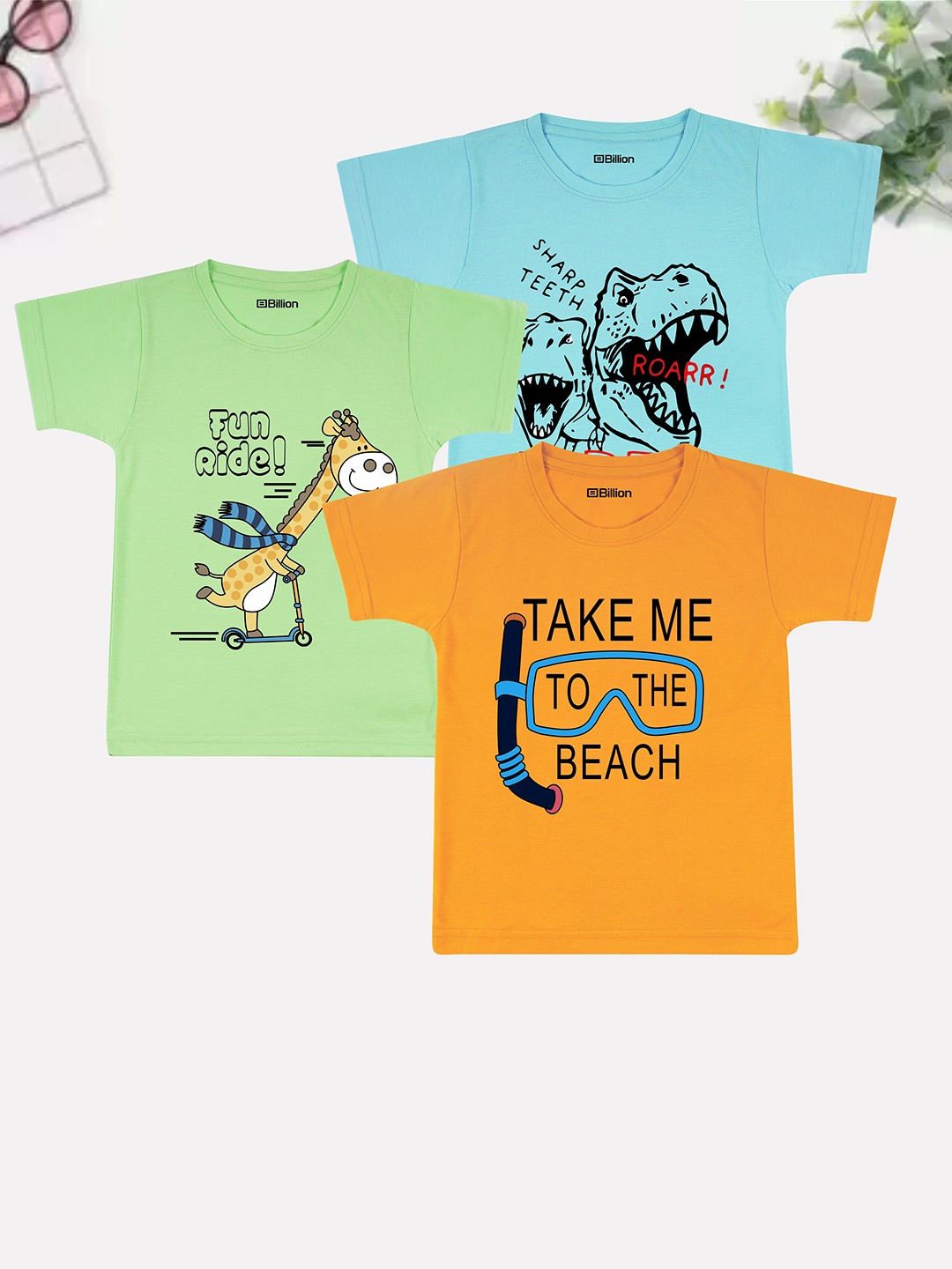 

Billion Boys 3 Printed Bio Finish Applique T-shirt, Multi