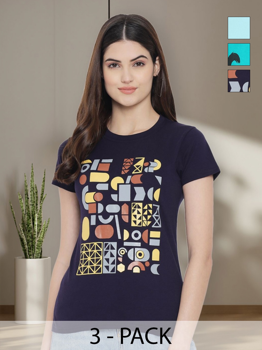 

Tromko Women Typography 3 Printed Applique T-shirt, Multi