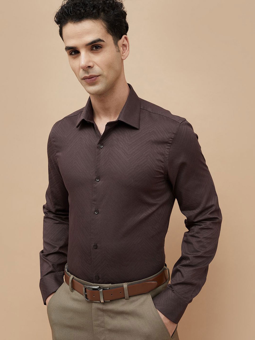 

CODE by Lifestyle Men Opaque Formal Shirt, Brown