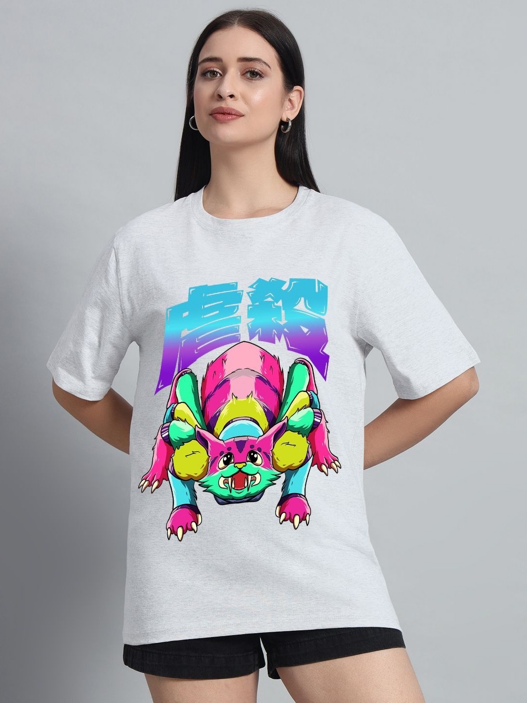 

N1F FASHION Women Drop-Shoulder Sleeves T-shirt, White