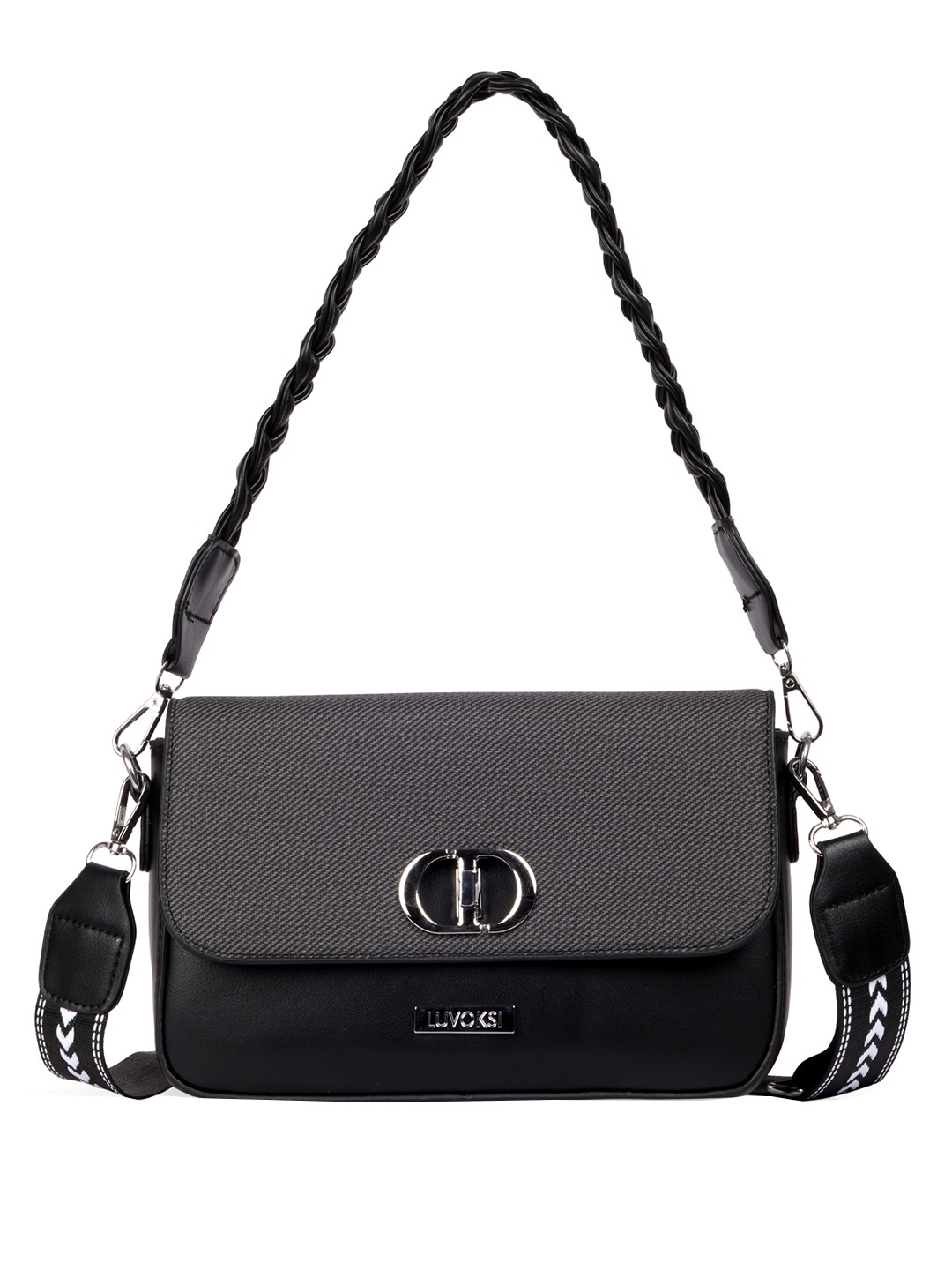

Luvoksi Textured PU Structured Sling Bag, Black