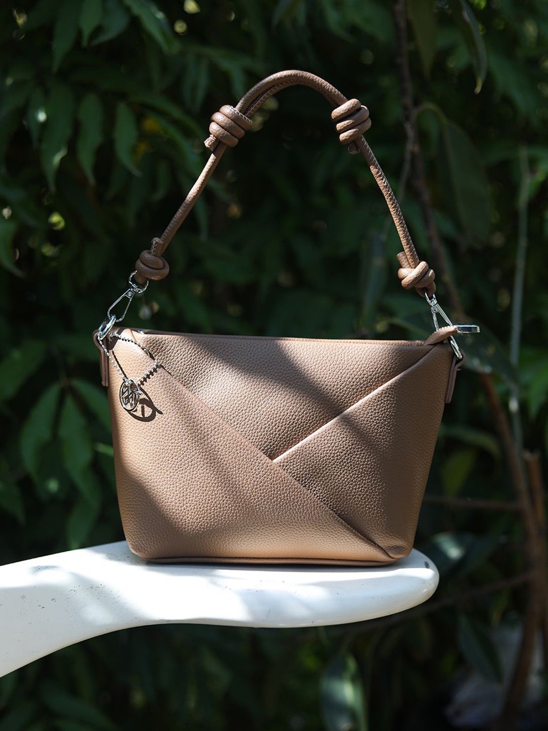 

Monrow PU Structured Sling Bag, Beige