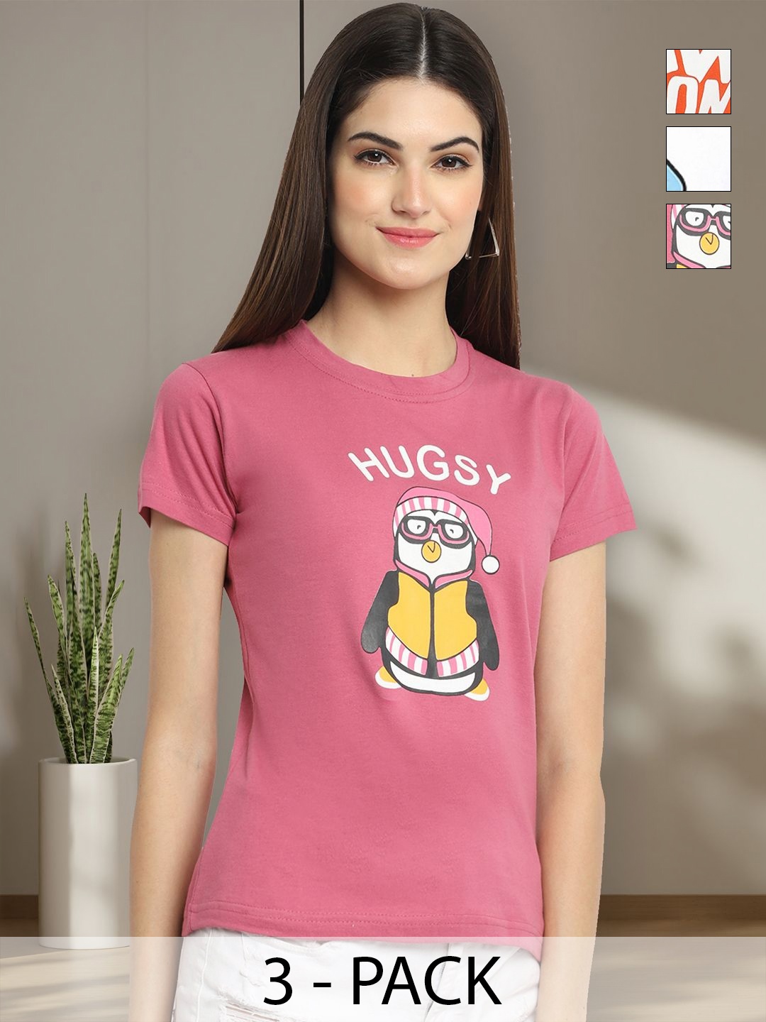 

Tromko Women Typography 3 Printed Applique T-shirt, Multi
