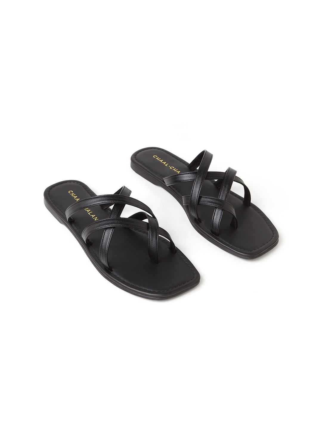 

CHAAL CHALAN Women Open Toe Flats, Black