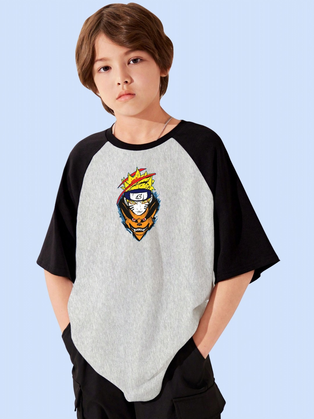 

LOCAVESTIR Boys Printed T-shirt, Grey