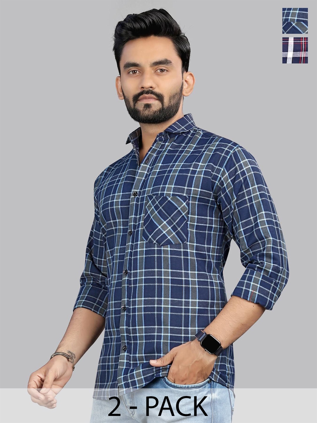 

Metronaut Men Classic Opaque Checked Casual Shirt, Multi