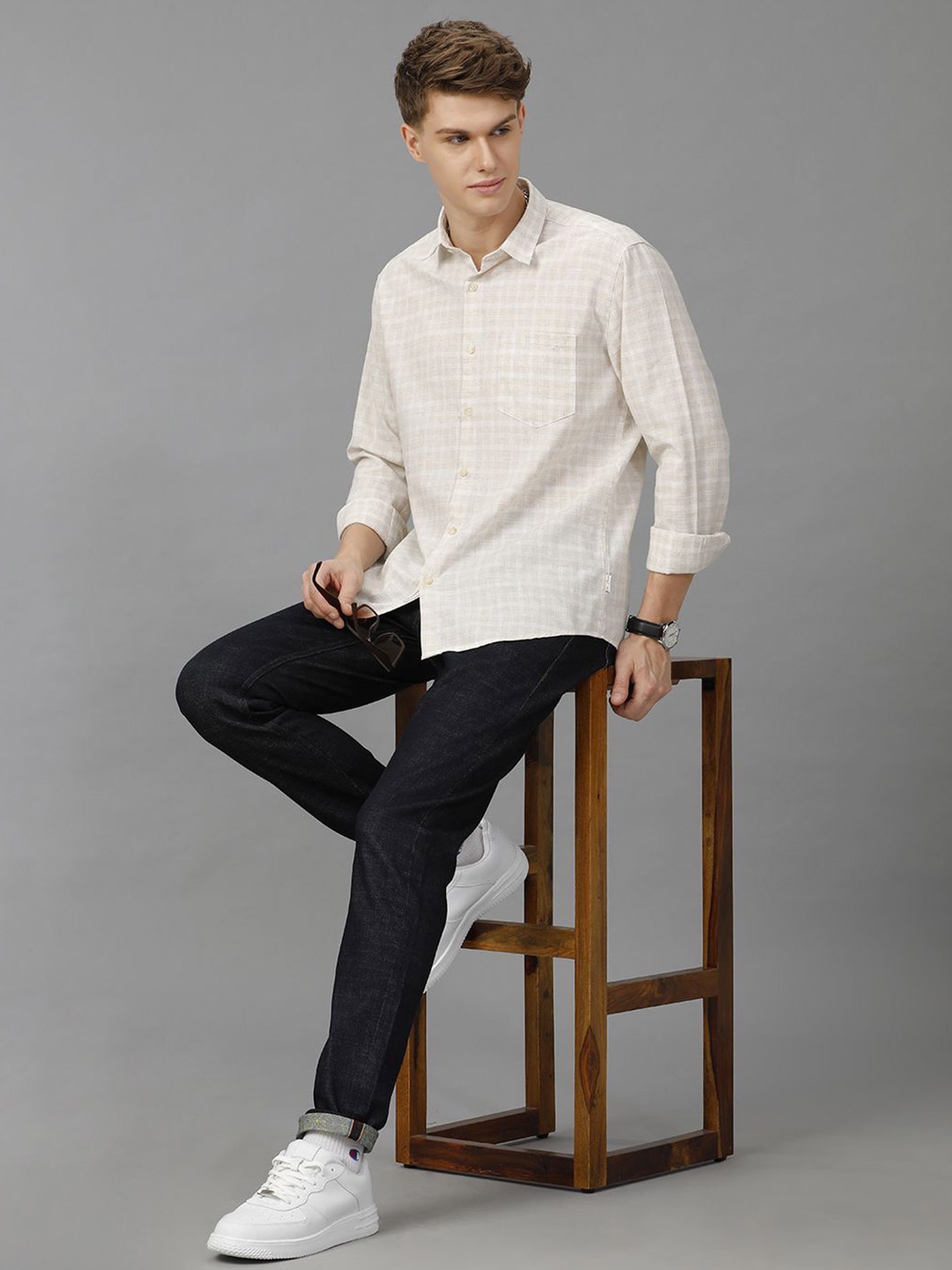 

Voi Jeans Men Gingham Checks Opaque Checked Casual Shirt, Multi
