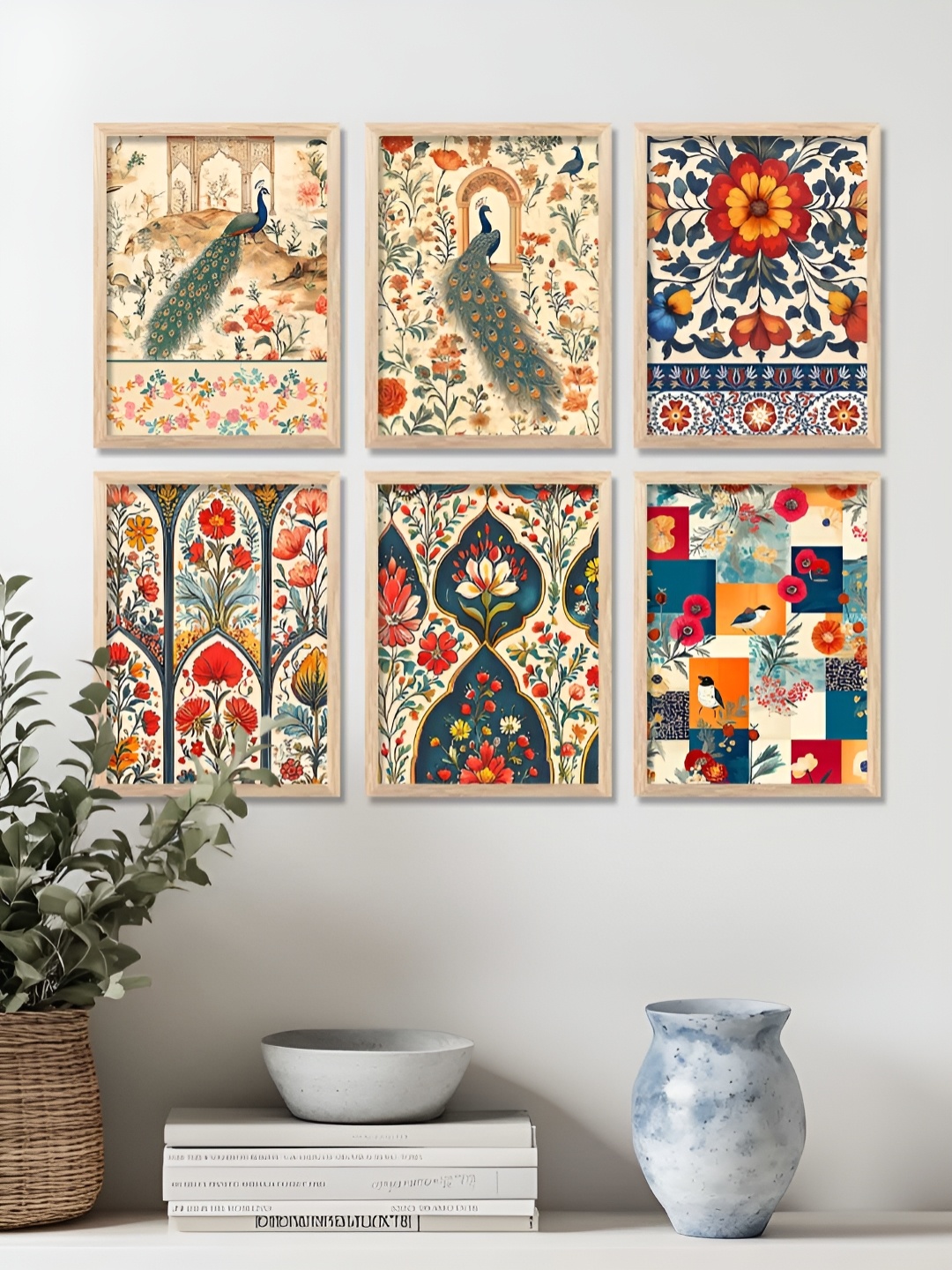 

WALLLANE Brown & Blue 6 and more Piece Wood Other Wall Paintings