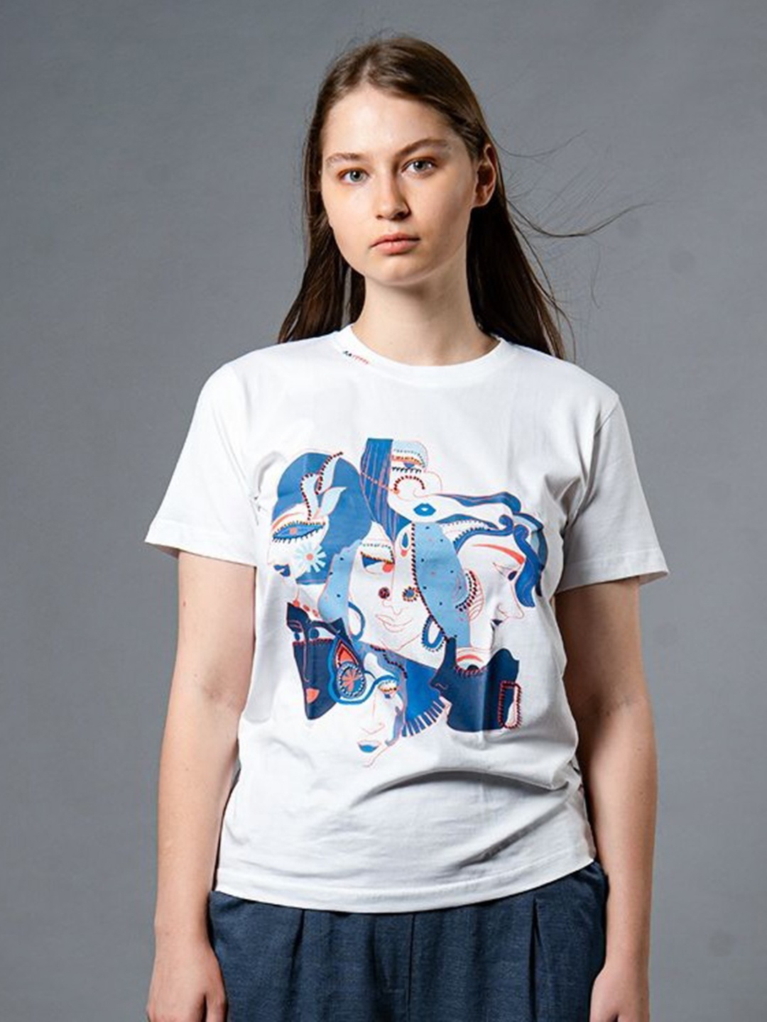 

WildMoss Women Printed Sublimation T-shirt, White