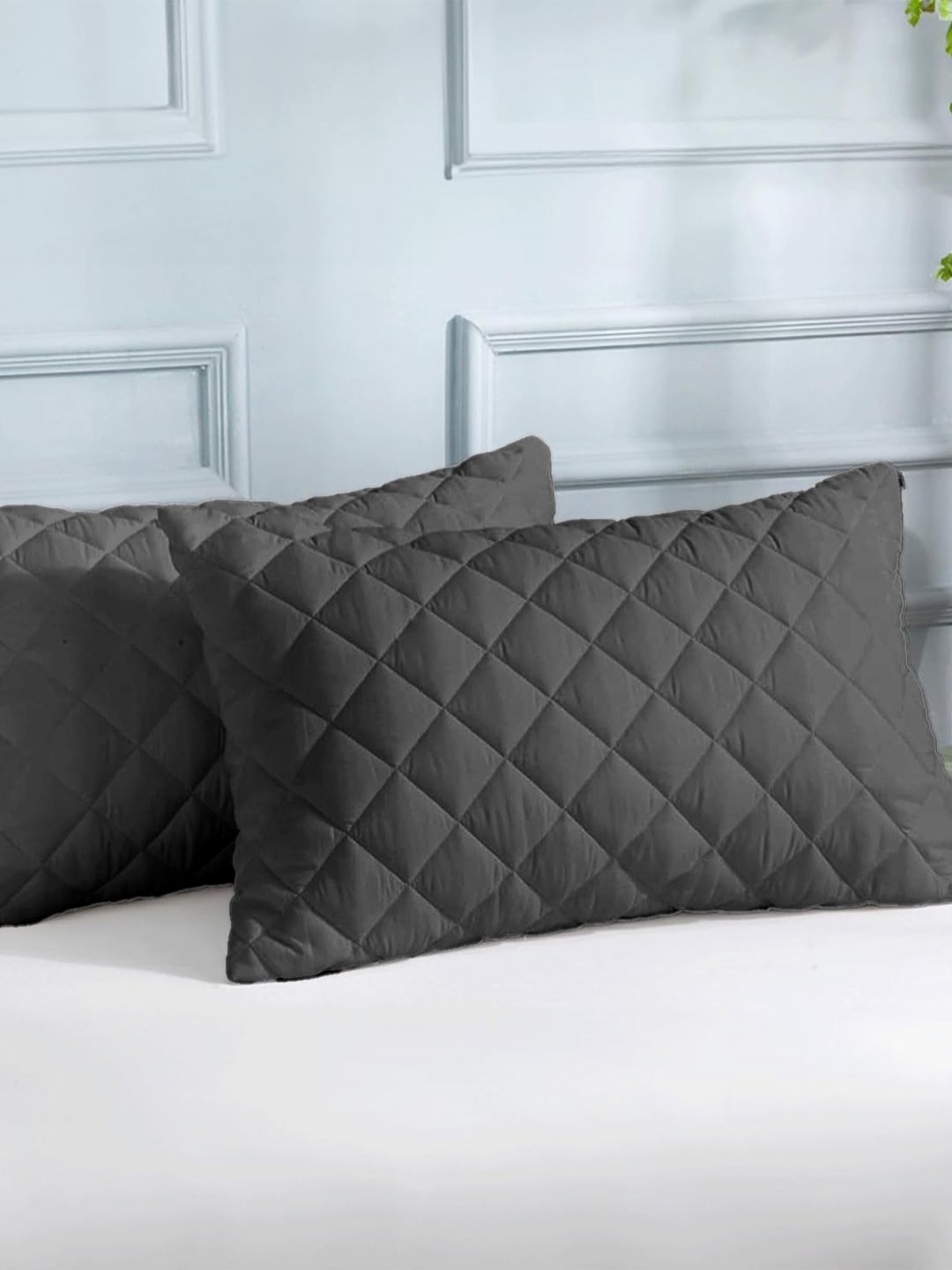 

LINENWALAS Happy Sleeping Grey Melange 2 Pcs Abstract Pure Cotton Rectangle Pillow Covers
